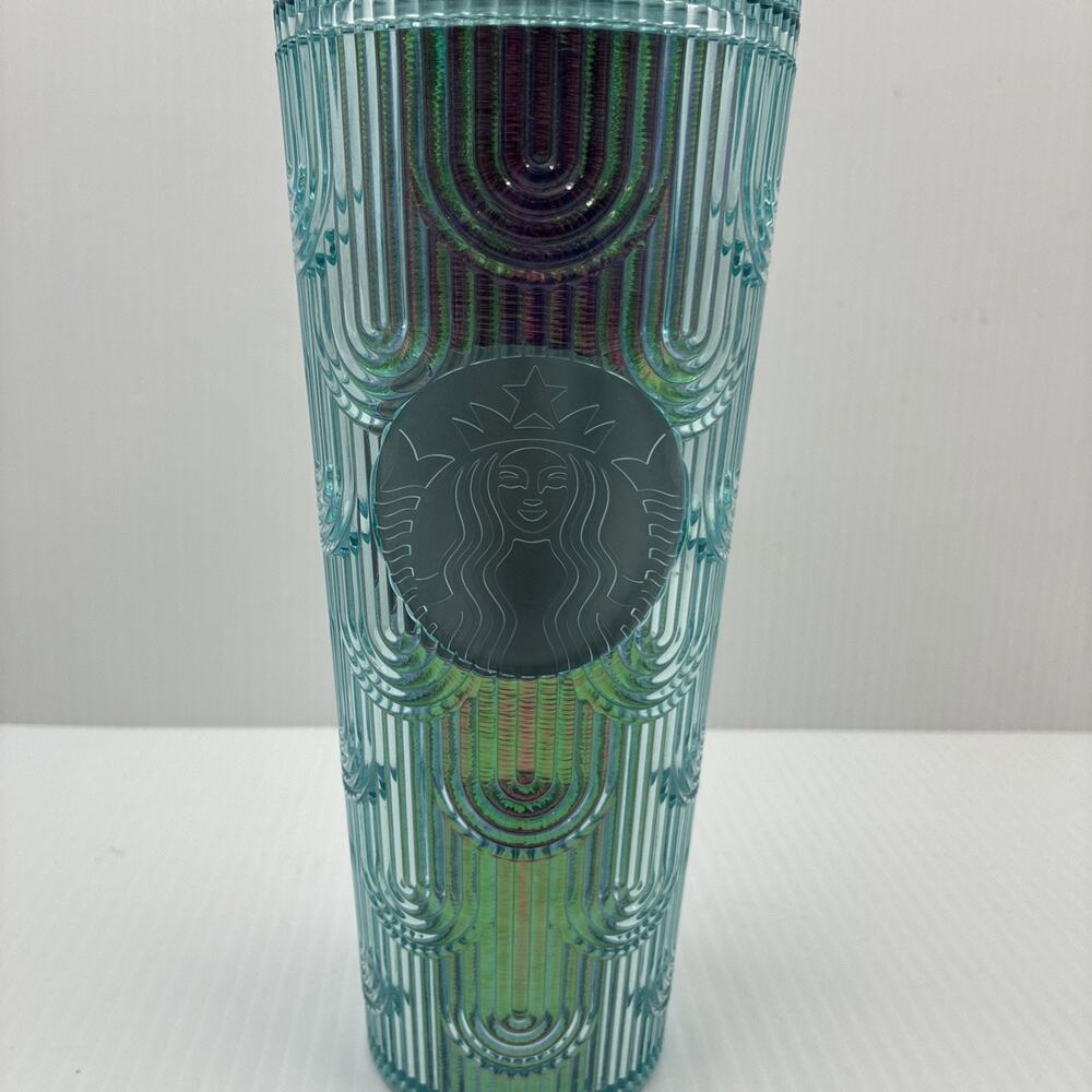 Starbucks Spring 2022 Iridescent Mermaid Scale Tumbler Cold Cup Venti 24 oz Teal
